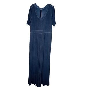 Cato Womens XL Jumpsuit Pants wide leg stretch back zip blue